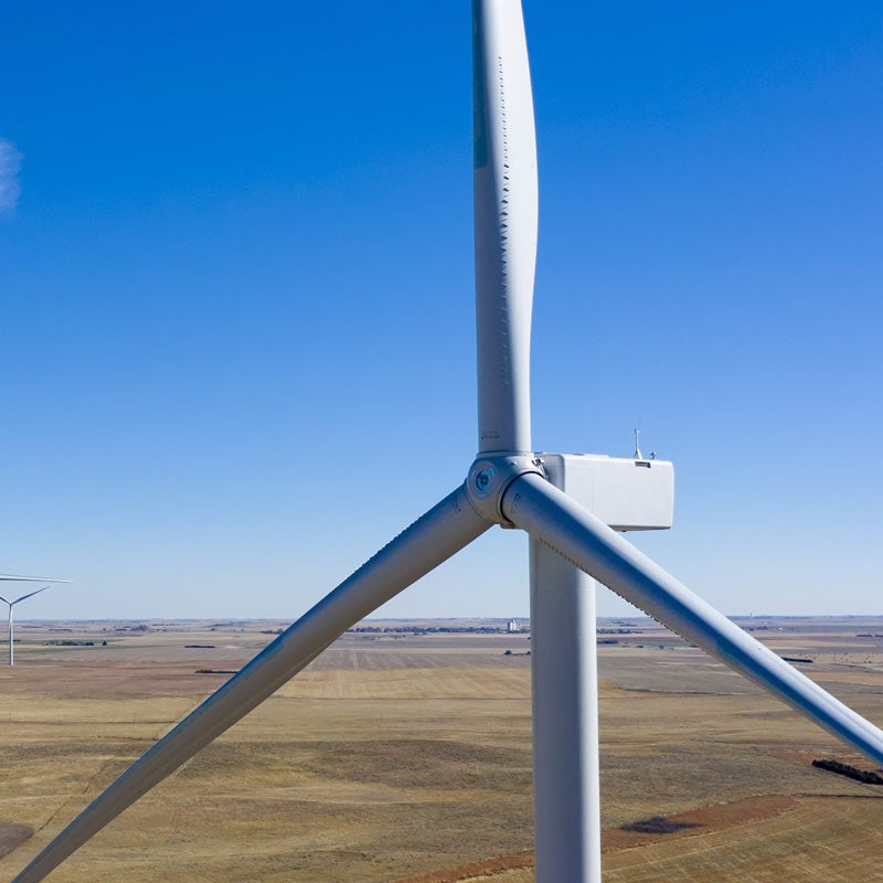 close-up of wind turbine