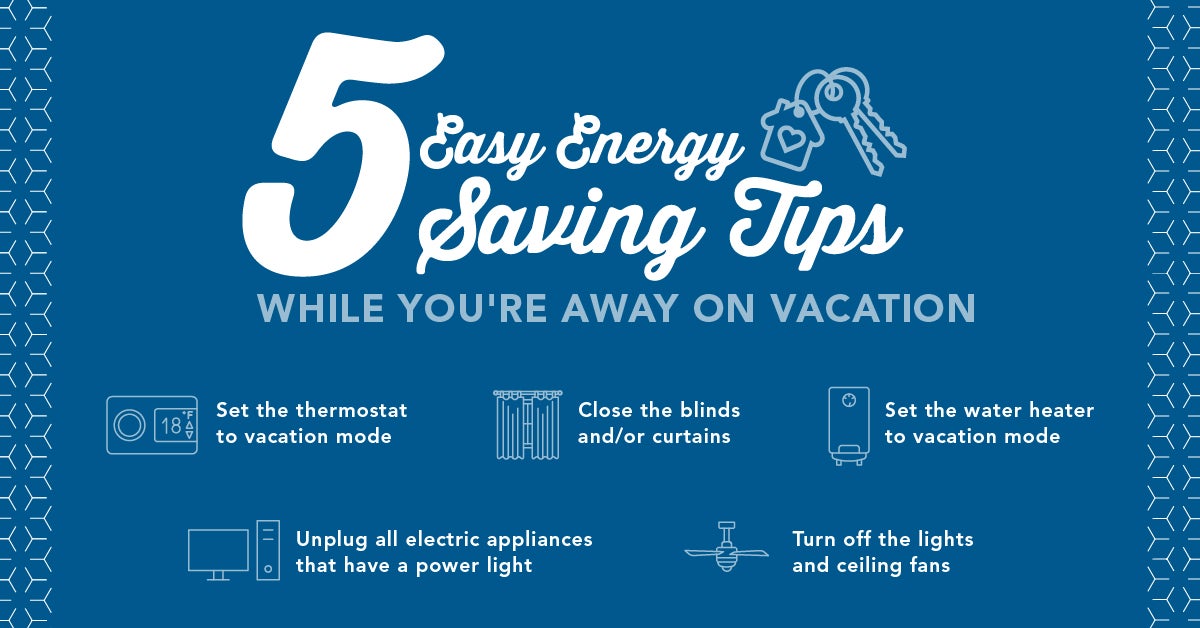 energy efficient tips while you're away on vacation